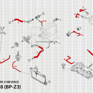 Mazda MX-5 NB 1.8 Coolant Hose Set Diagram