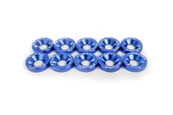 Blue M6 Anodized Washers and Bolts – Low Rise