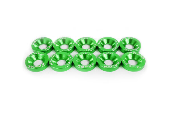 Green M6 Anodized Washers and Bolts – Low Rise