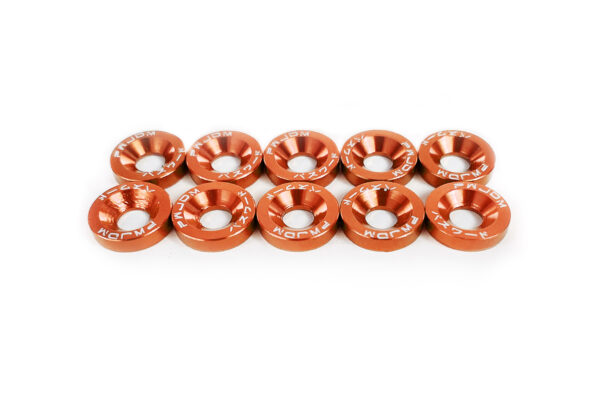 Orange M6 Anodized Washers and Bolts – Low Rise