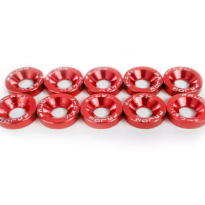 Red M6 Anodized Washers and Bolts – Low Rise