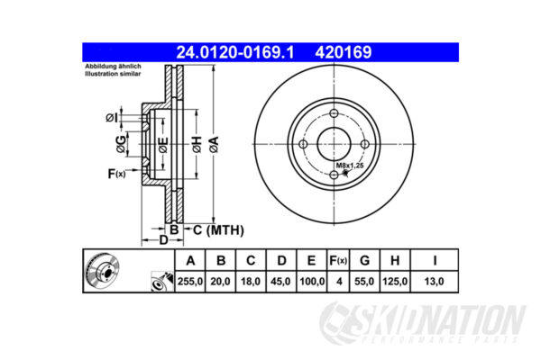 MX-5 NA/NB ATE Front Brake Disc 255 mm