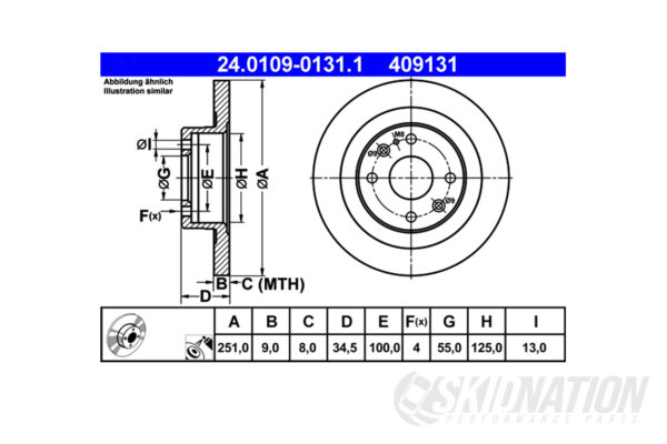 MX-5 NA/NB ATE Rear Brake Disc 251 mm