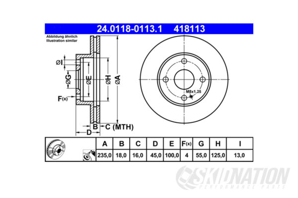 MX-5 NA 1.6 ATE Front Brake Disc 235 mm