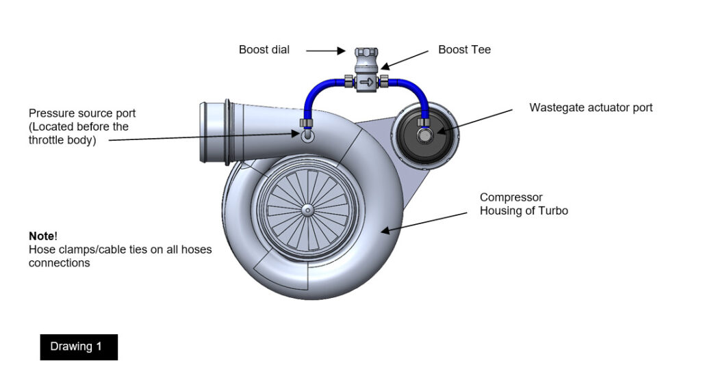 Tee connection diagram for internal wastegate