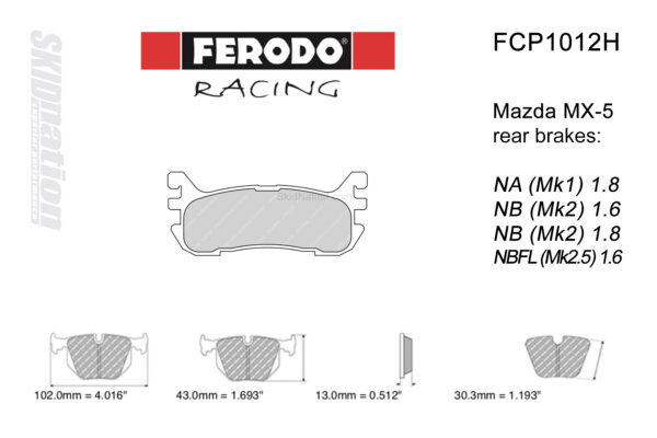 Ferodo DS2500 FCP1012H rear MX-5 pads