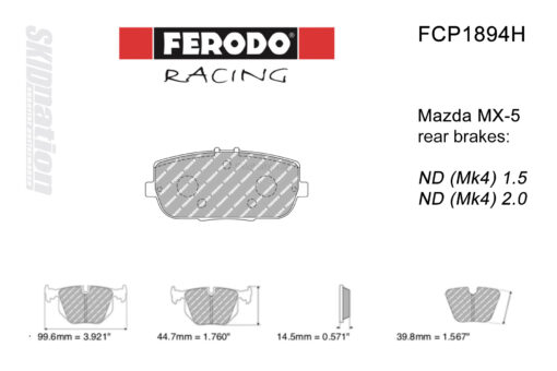 Ferodo DS2500 FCP1894H rear MX-5 pads