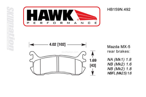 Hawk HB159N.492 rear brake pads Mazda MX-5