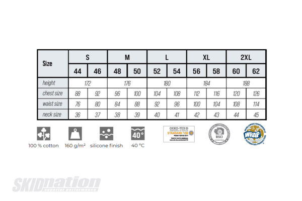 MX-5 SkidNation blueprint T-shirts size chart