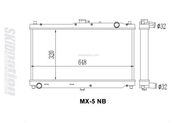 Mazda MX-5 NB SkidNation aluminium radiator dimensions