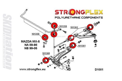 Mazda MX-5 Miata NA front suspension polyuretahne bushings v2