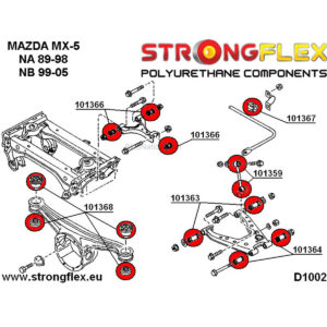 Mazda MX-5 Miata NA rear suspension polyurethane bushings