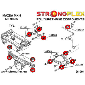 Mazda MX-5 Miata NB rear suspension polyurethane bushings