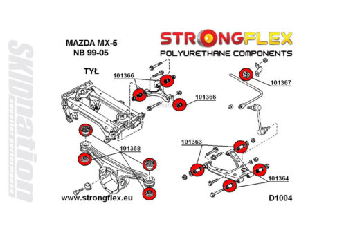 Mazda MX-5 Miata NB rear suspension polyurethane bushings