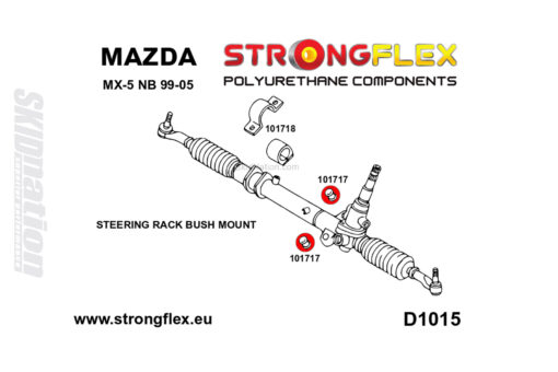 Mazda MX-5 Miata steering rack polyurethane bushing pair 1