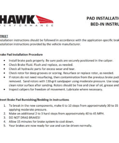 Hawk brake pads bed-in instructions