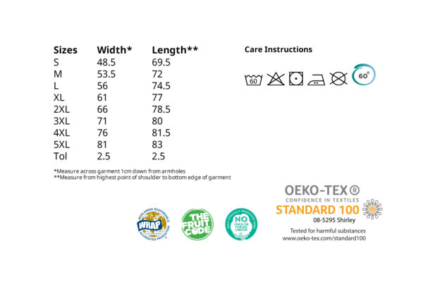 T-shirt size chart